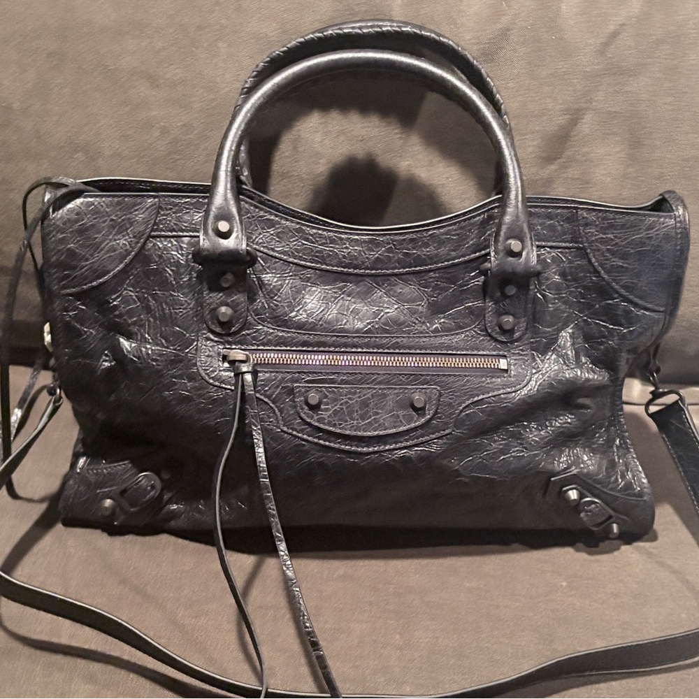 Balenciaga Le City Medium Black Leather Handbag/Tote